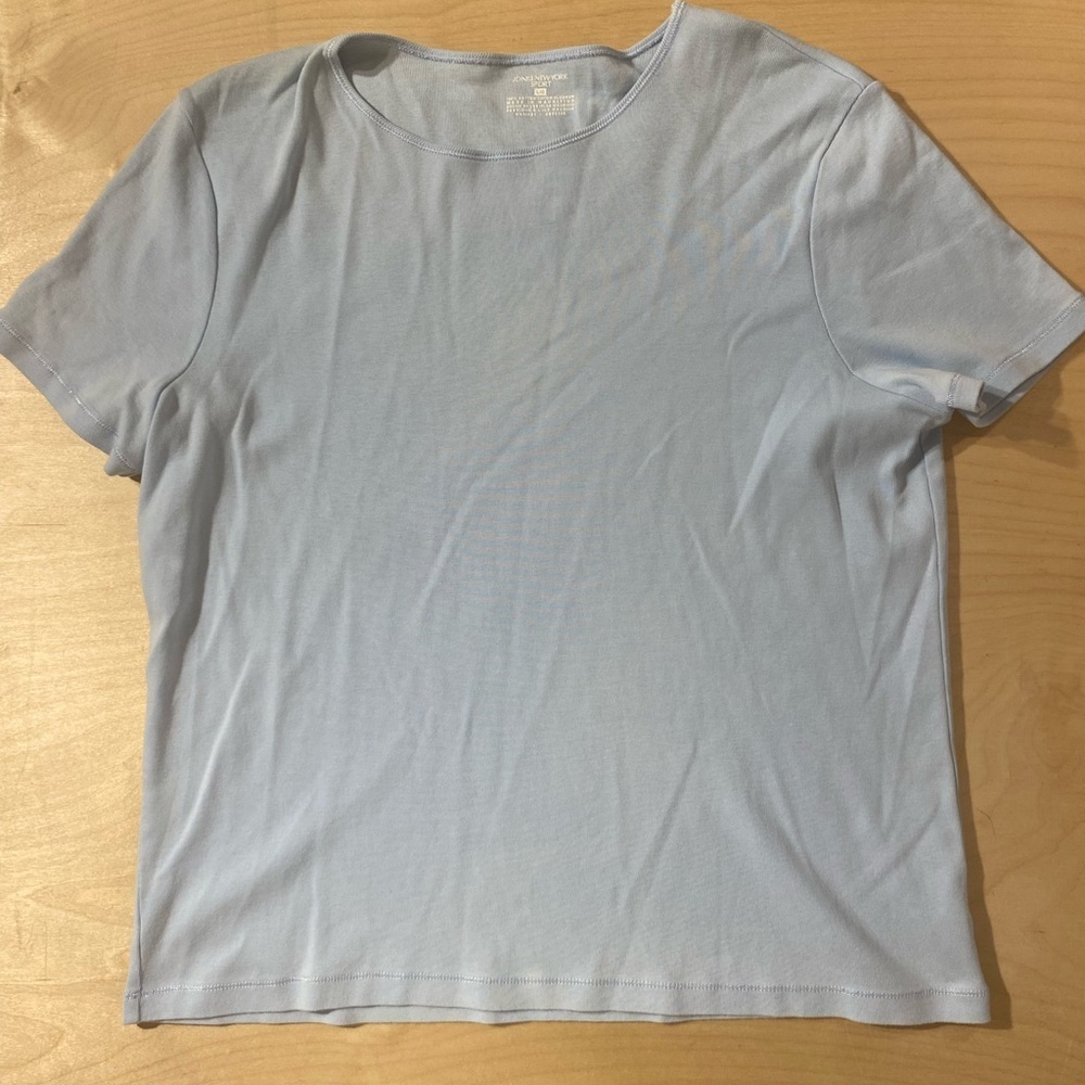 Jones New York Light Blue Scoop Neck Tee Large (QM) - Picture 3 of 6